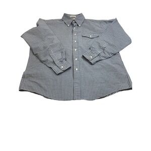 LL Bean Men Vintage Plaid Button Down Green/Blue 17-35 (XL-Tall)Made in USA